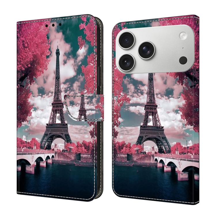 For iPhone 17 Pro Crystal-Like Painted Vegan Leather Phone Case(Iron Tower)