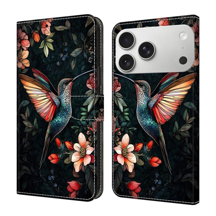 For iPhone 17 Pro Crystal-Like Painted Vegan Leather Phone Case(Lark)