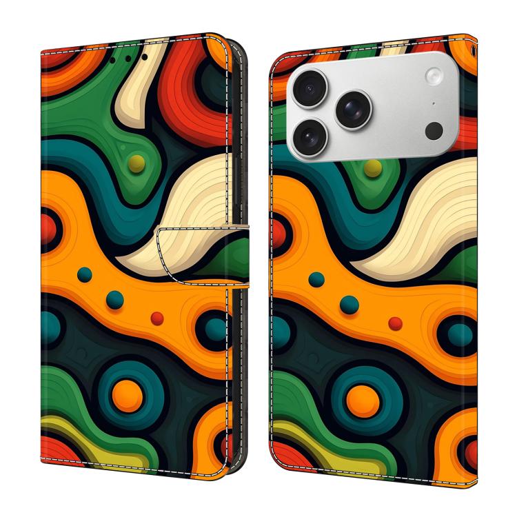 For iPhone 17 Pro Crystal-Like Painted Vegan Leather Phone Case(Painted Art)