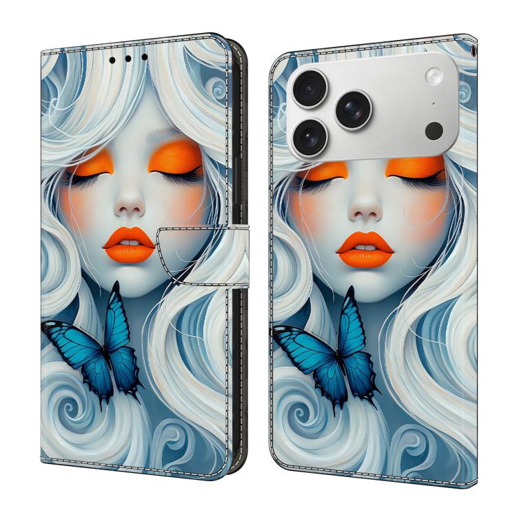 For iPhone 17 Pro Crystal-Like Painted Vegan Leather Phone Case(Snow Girl)