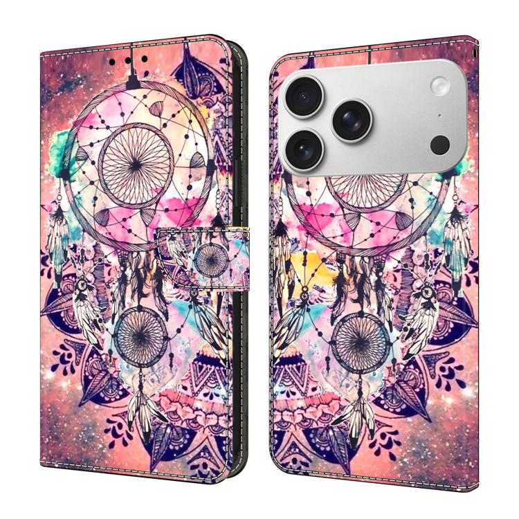 For iPhone 17 Pro Crystal-Like Painted Vegan Leather Phone Case(Wind Chime)