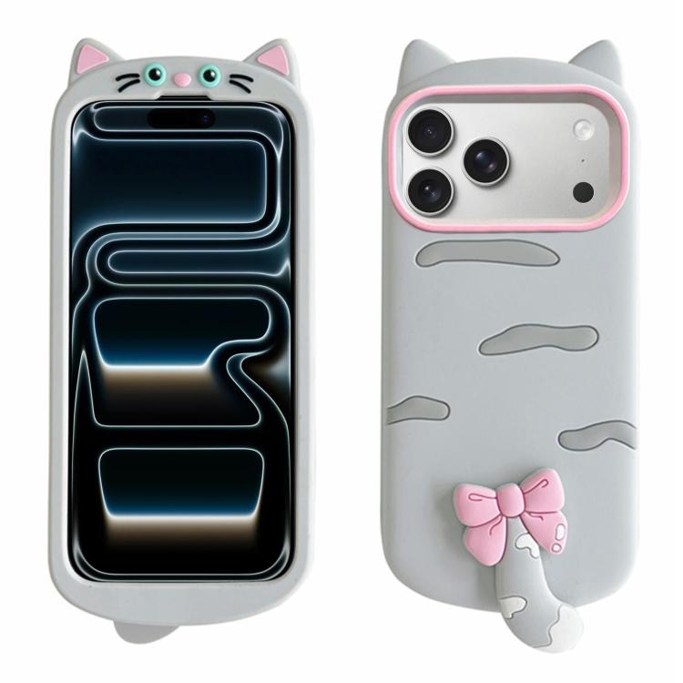 For iPhone 17 Pro Cute 3D Cat Design Silicone Soft Phone Case
