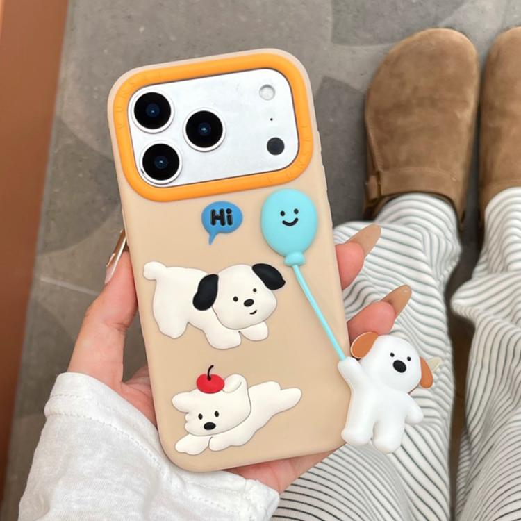 For iPhone 17 Pro Cute Balloon Dog Design Silicone Shockproof Phone Case