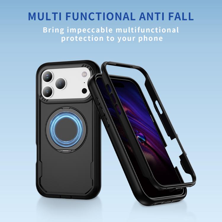 For iPhone 17 Pro Defend Rugged Gear Holder MagSafe Phone Case(Black)