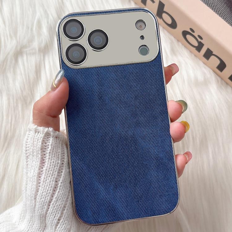 For iPhone 17 Pro Denim Pattern TPU Shockproof Phone Case(Dark Blue Fabric)