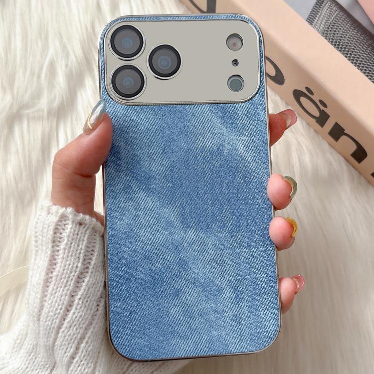For iPhone 17 Pro Denim Pattern TPU Shockproof Phone Case(Light Blue Fabric)