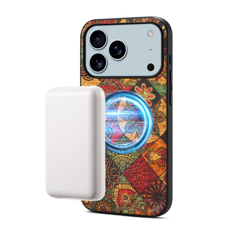 For iPhone 17 Pro Denior A07 Flower Language Series Magnetic Vegan Leather Phone Case(Yellow)