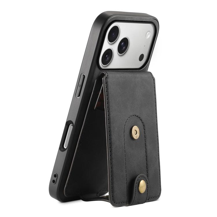 For iPhone 17 Pro Denior D14 NK Retro Pattern MagSafe Magnetic Card Holder Leather Phone Case(Black)