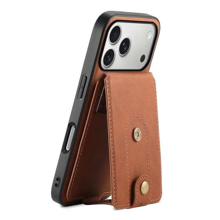 For iPhone 17 Pro Denior D14 NK Retro Pattern MagSafe Magnetic Card Holder Leather Phone Case(Brown)