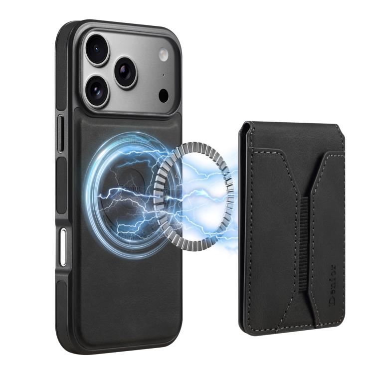 For iPhone 17 Pro Denior D17 Skin Feel MagSafe Detachable Card Slot Phone Case(Black)