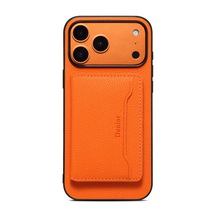 For iPhone 17 Pro Denior D30 Calf Texture MagSafe Card Bag Phone Case(Orange)