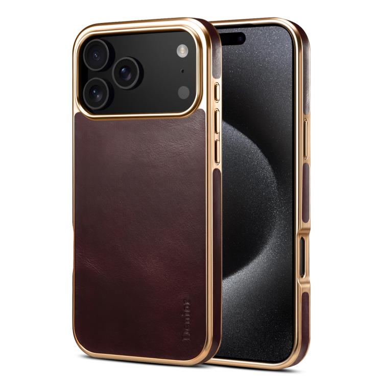 For iPhone 17 Pro Denior Oil Wax Leather Electroplating Phone Case(Red)