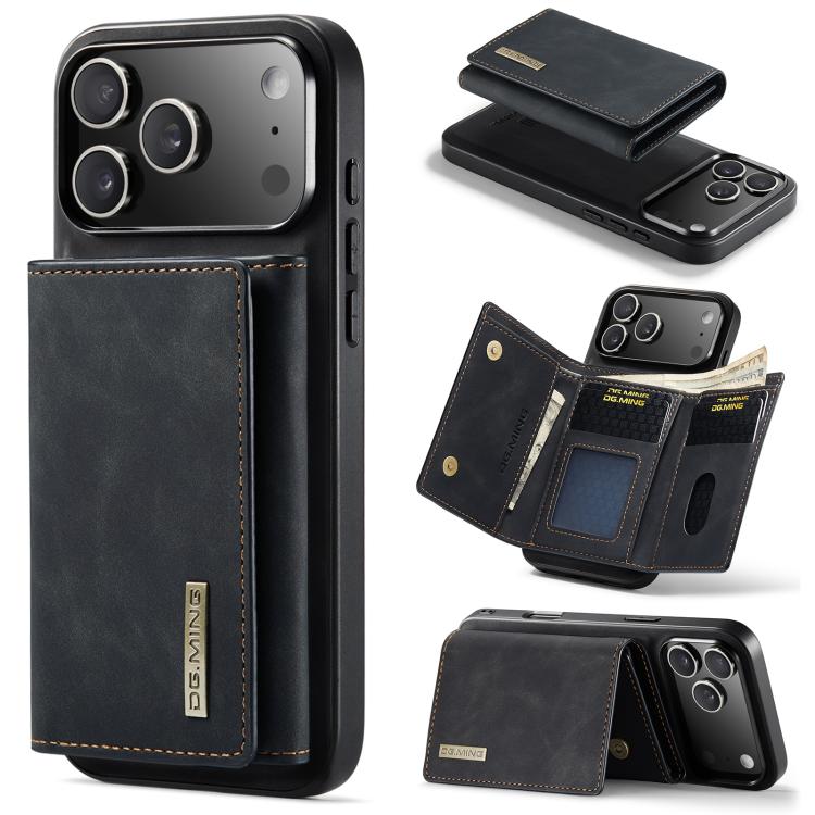 For iPhone 17 Pro DG.MING M1 Series 3-Fold Multi Card Wallet Leather Phone Case(Black)