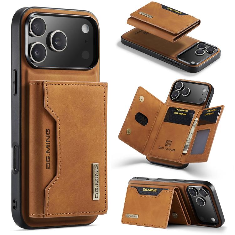 For iPhone 17 Pro DG.MING M2 Series 3-Fold Card Bag Wallet Leather Phone Case(Brown)