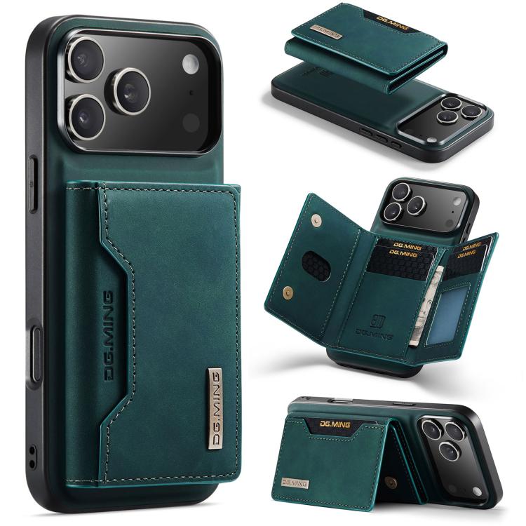 For iPhone 17 Pro DG.MING M2 Series 3-Fold Card Bag Wallet Leather Phone Case(Green)