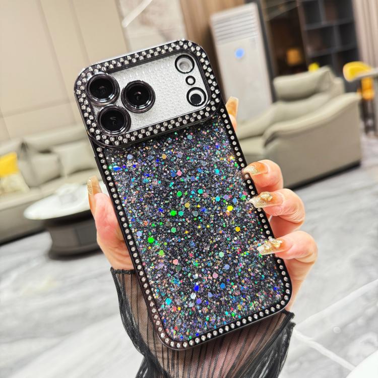 For iPhone 17 Pro Diamond Glitter Sequins TPU Phone Case(Black)