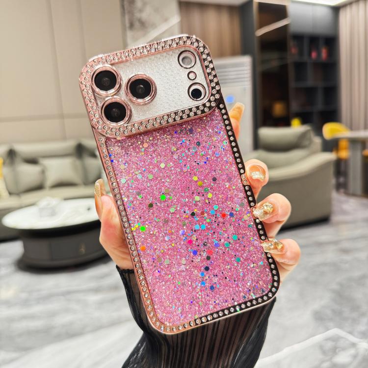 For iPhone 17 Pro Diamond Glitter Sequins TPU Phone Case(Pink)