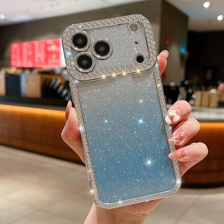For iPhone 17 Pro Diamond Gradient Glitter Plated TPU Phone Case(Blue)
