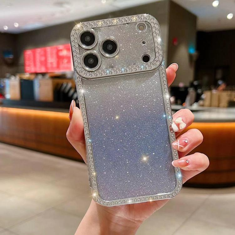 For iPhone 17 Pro Diamond Gradient Glitter Plated TPU Phone Case(Purple)