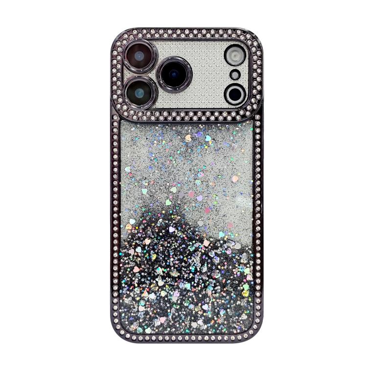 For iPhone 17 Pro Diamond Gradient Glitter Sequins Plated Phone Case(Black)