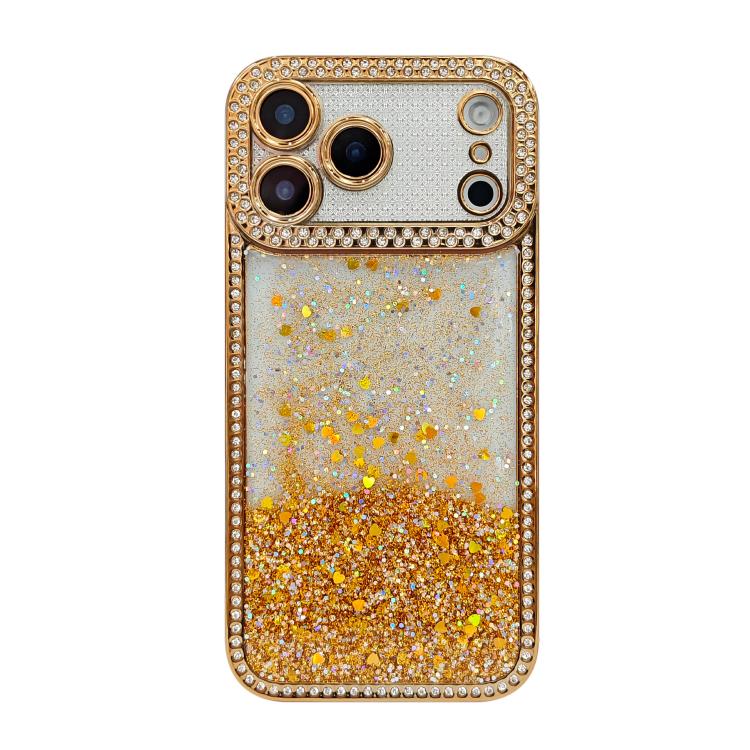 For iPhone 17 Pro Diamond Gradient Glitter Sequins Plated Phone Case(Gold)