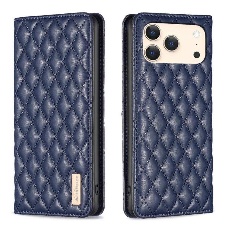 For iPhone 17 Pro Diamond Lattice Magnetic Leather Flip Phone Case(Blue)