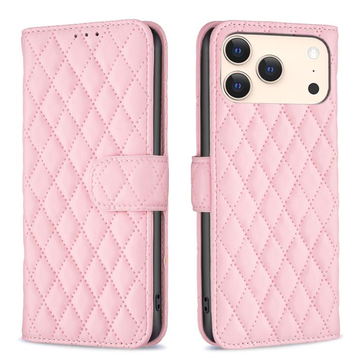 For iPhone 17 Pro Diamond Lattice Wallet Flip Leather Phone Case(Pink)