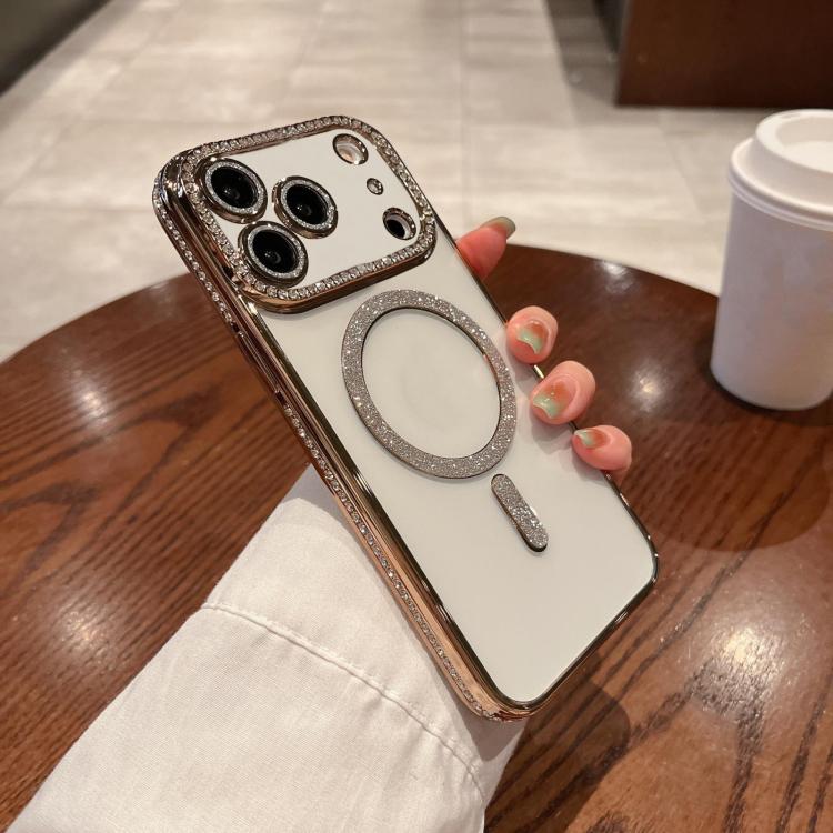 For iPhone 17 Pro Diamond Plated MagSafe TPU Phone Case(Gold)
