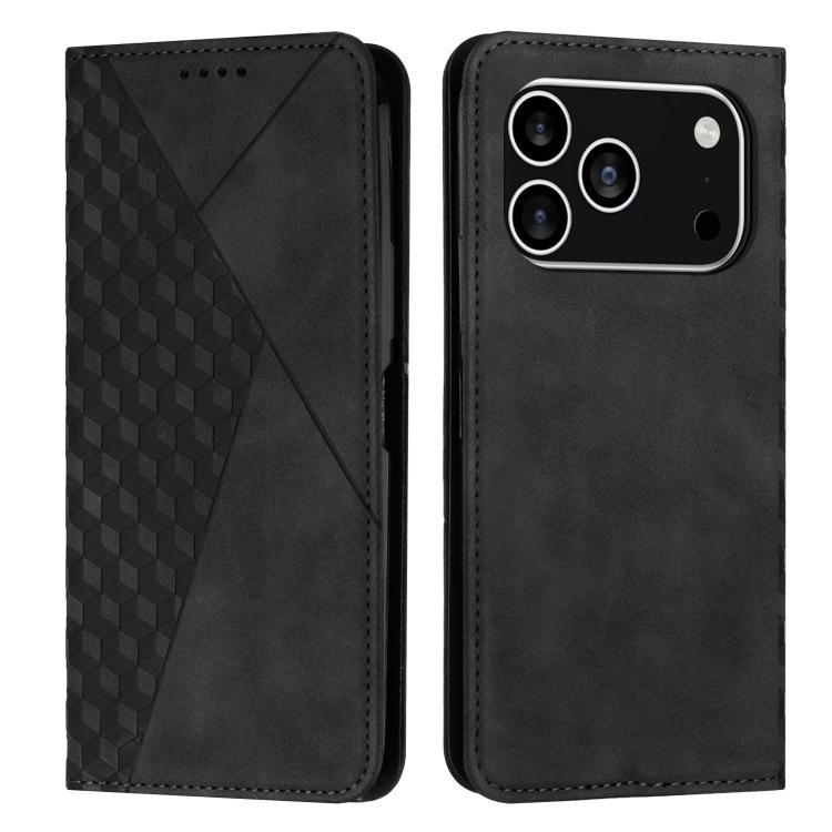 For iPhone 17 Pro Diamond Splicing Skin Feel Magnetic Leather Phone Case(Black)