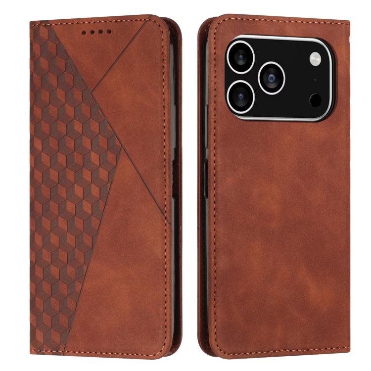 For iPhone 17 Pro Diamond Splicing Skin Feel Magnetic Leather Phone Case(Brown)