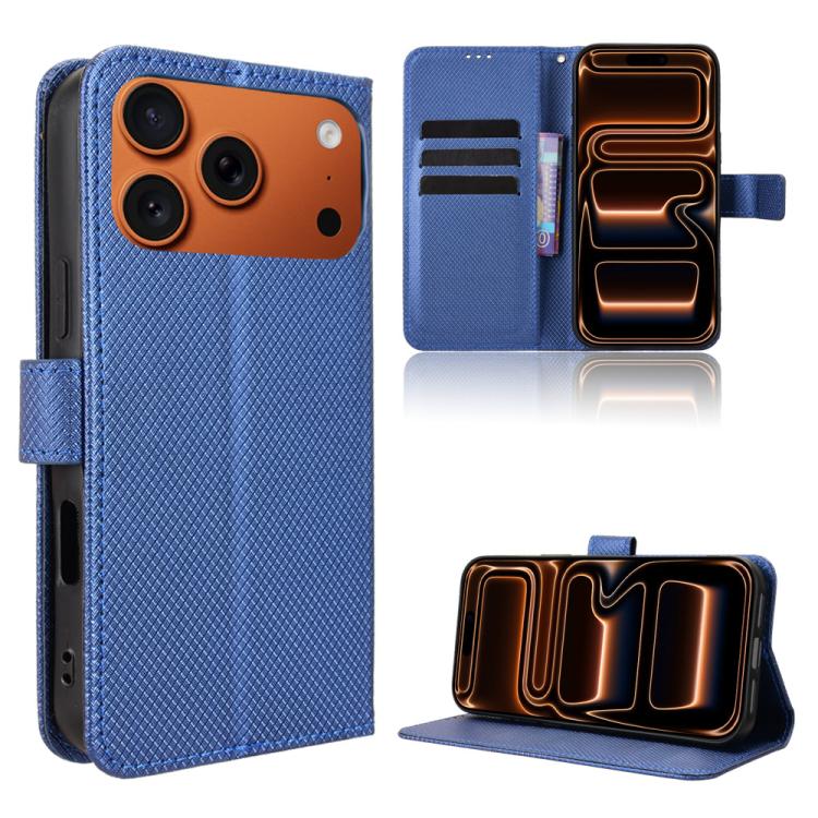 For iPhone 17 Pro Diamond Texture Leather Phone Case(Blue)