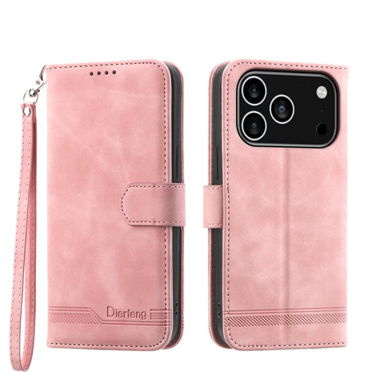 For iPhone 17 Pro Dierfeng Dream Line TPU Hybrid PU Leather Phone Case(Pink)