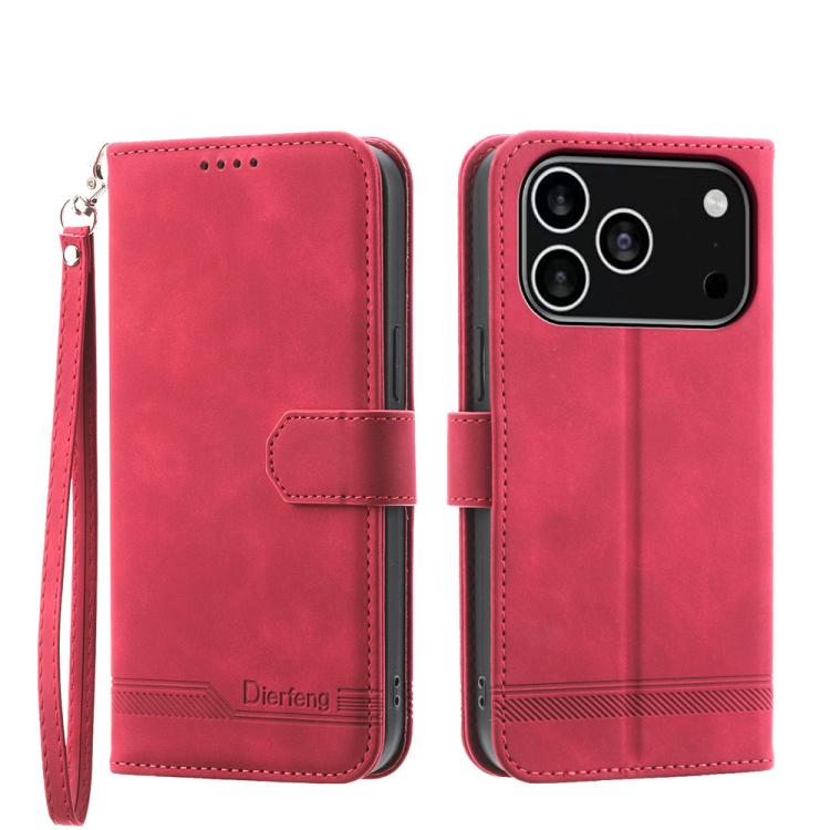 For iPhone 17 Pro Dierfeng Dream Line TPU Hybrid PU Leather Phone Case(Red)