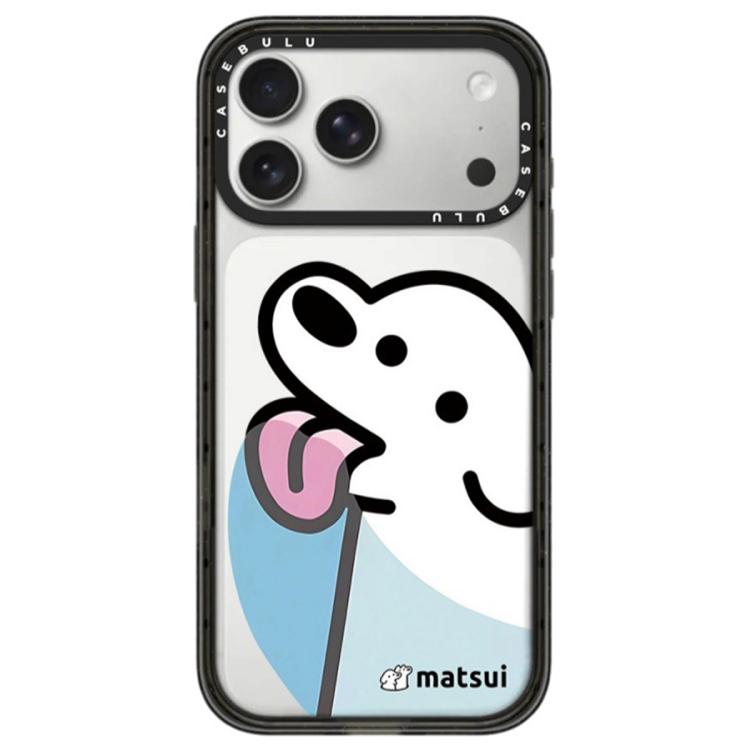 For iPhone 17 Pro Dogs Series Pattern Camera Control Button Transparent Acrylic Phone Case(Tongue-Out Puppy)