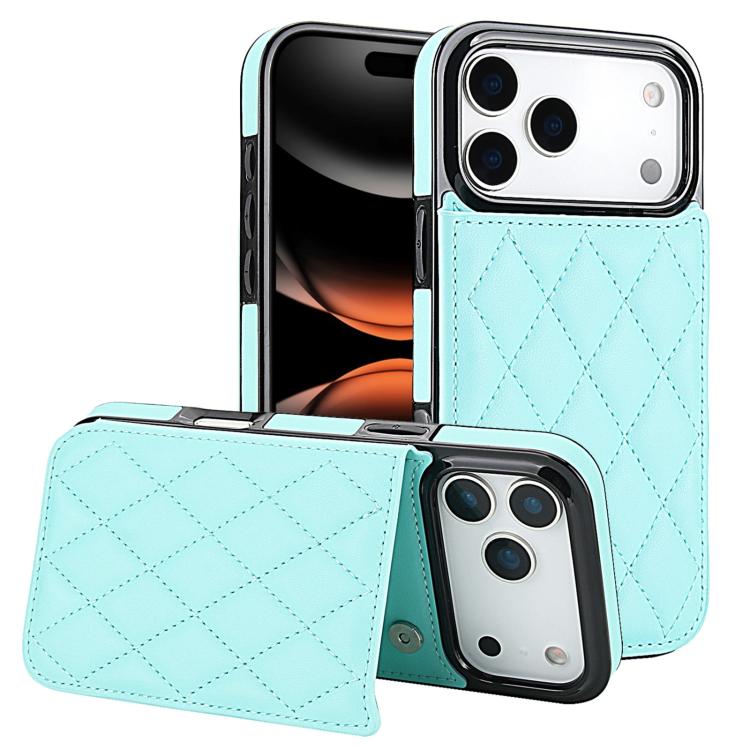 For iPhone 17 Pro Double Buckle Rhombic PU Leather Phone Case(Blue)