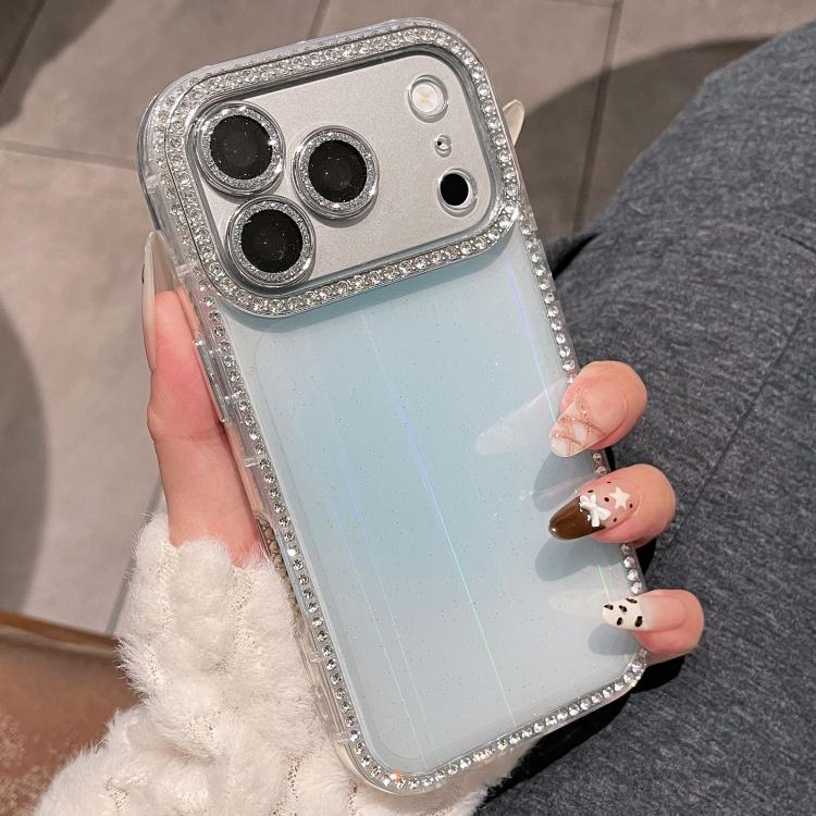 For iPhone 17 Pro Double-sided Diamond Aurora Glitter TPU IMD PC Phone Case(Blue)