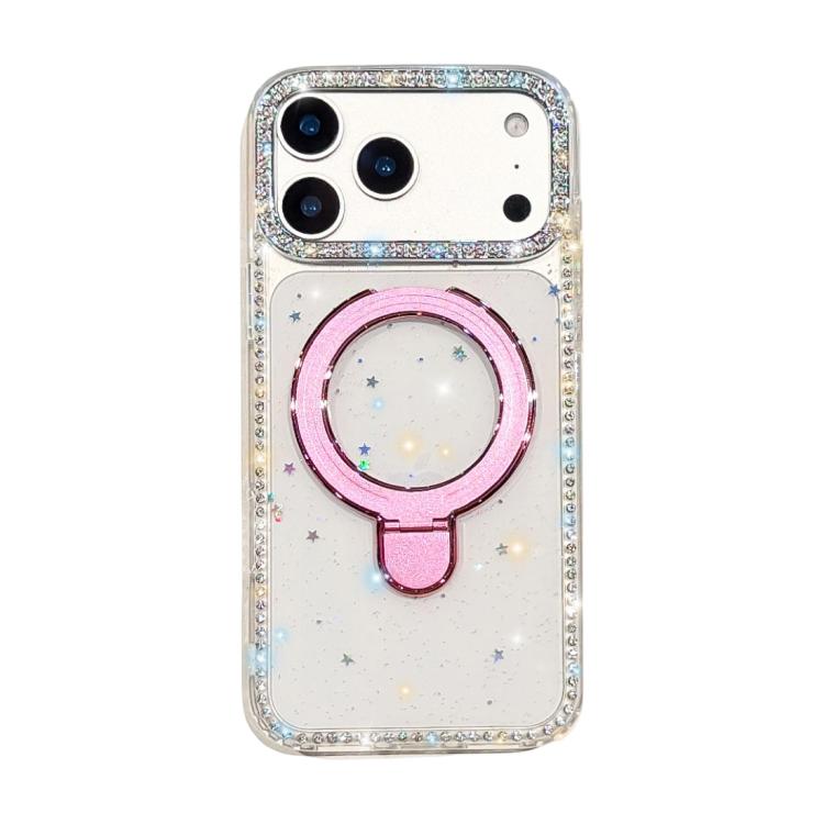 For iPhone 17 Pro Double-Sided IMD Rhinestone Magnetic Holder Shockproof Phone Case(Glitter Little Star)