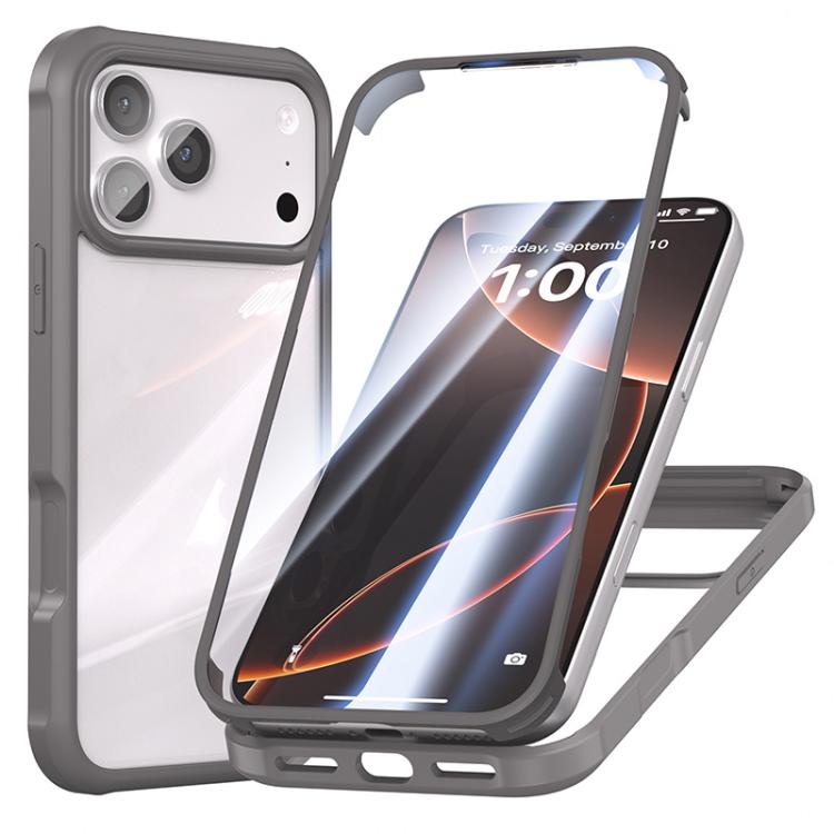 For iPhone 17 Pro Double-sided Plastic Glass Phone Protective Case(Grey)