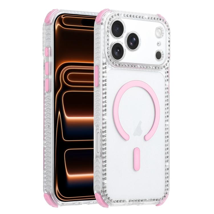 For iPhone 17 Pro Dream Diamond 2 in 1 Shockproof Magnetic Phone Case(Pink)
