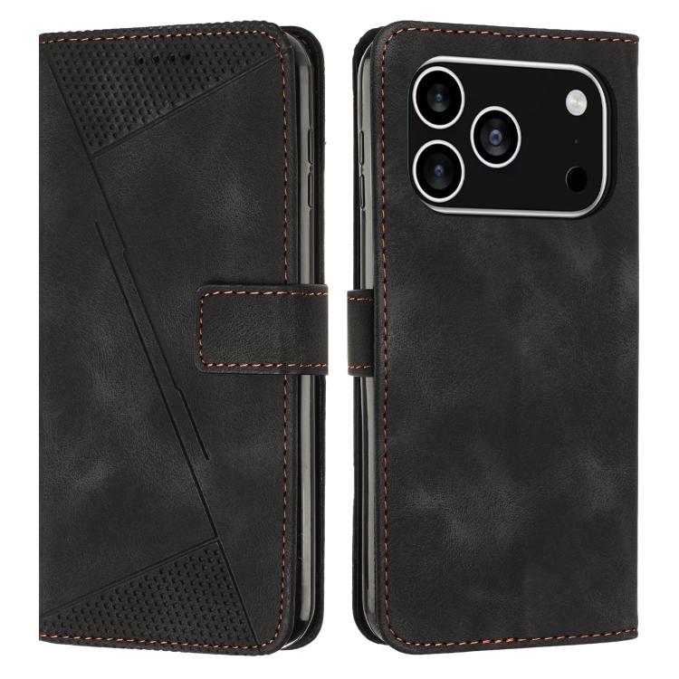 For iPhone 17 Pro Dream Triangle Leather Phone Case with Lanyard(Black)