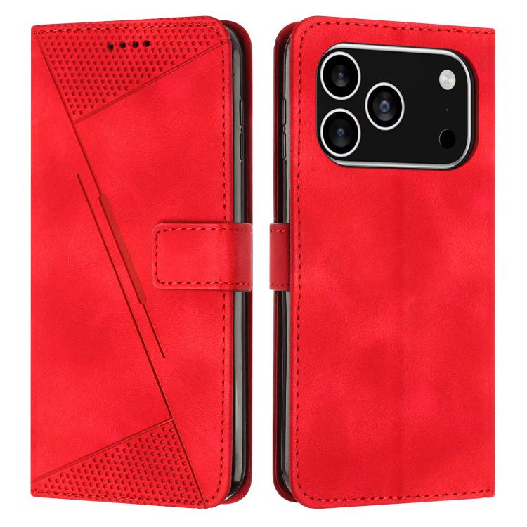 For iPhone 17 Pro Dream Triangle Leather Phone Case with Lanyard(Red)