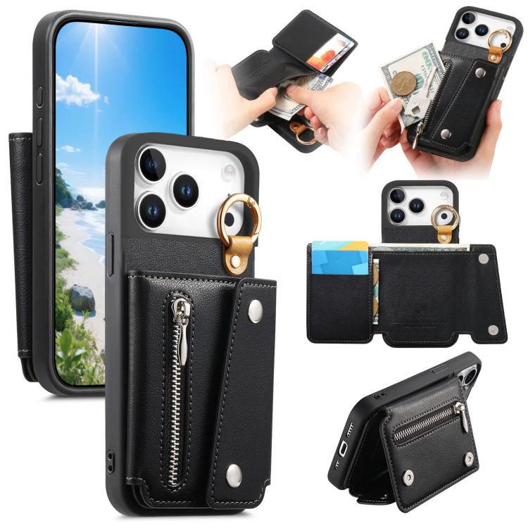 For iPhone 17 Pro Dream Wallet D Buckle Leather Back Cover Phone Case(Black)