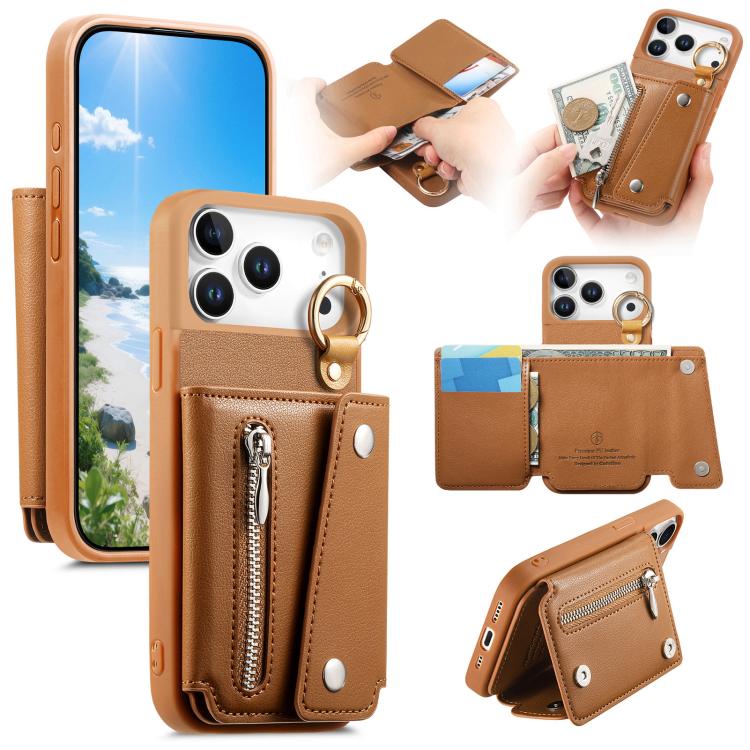 For iPhone 17 Pro Dream Wallet D Buckle Leather Back Cover Phone Case(Brown)