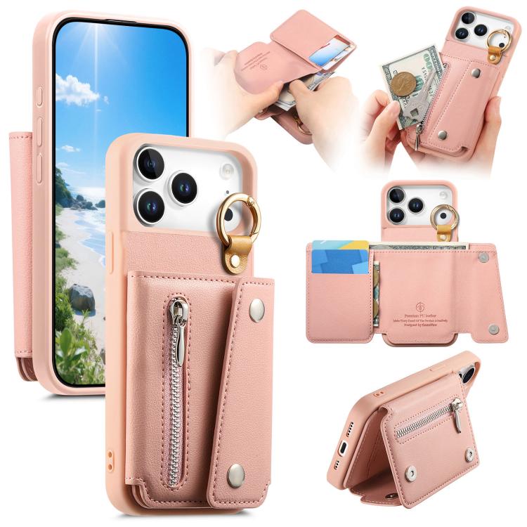 For iPhone 17 Pro Dream Wallet D Buckle Leather Back Cover Phone Case(Pink)