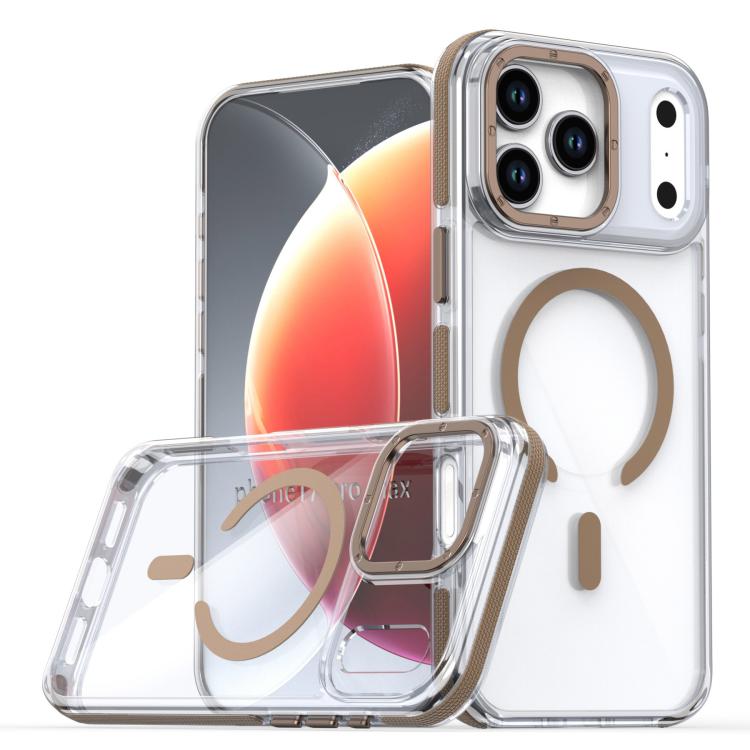 For iPhone 17 Pro Dual-Color Clear Acrylic Hybrid TPU MagSafe Phone Case(Desert Gold)