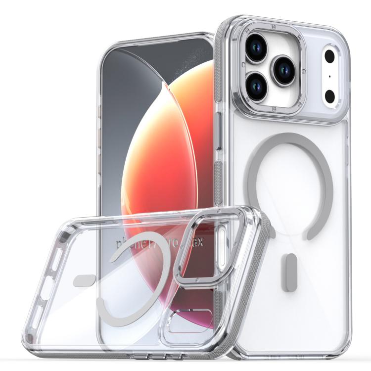 For iPhone 17 Pro Dual-Color Clear Acrylic Hybrid TPU MagSafe Phone Case(Grey)