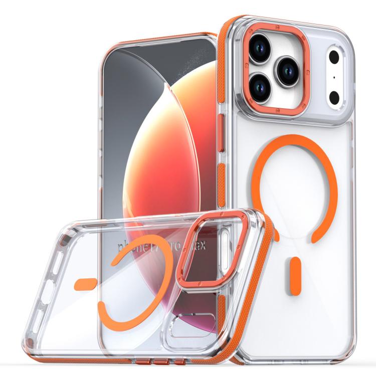 For iPhone 17 Pro Dual-Color Clear Acrylic Hybrid TPU MagSafe Phone Case(Orange)