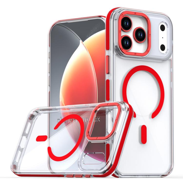 For iPhone 17 Pro Dual-Color Clear Acrylic Hybrid TPU MagSafe Phone Case(Red)