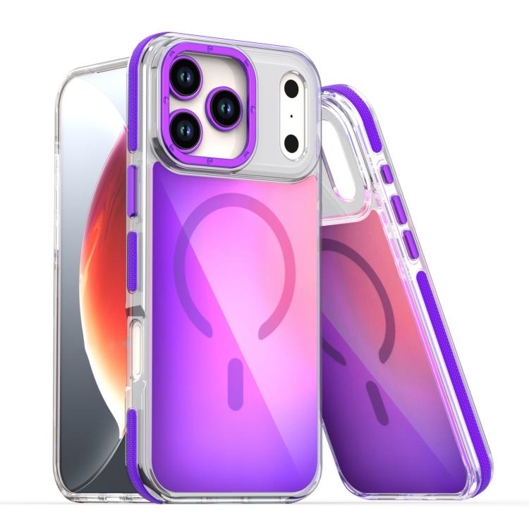 For iPhone 17 Pro Dual-Color Gradient Discolor MagSafe Phone Case(Purple)