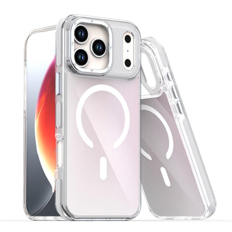 For iPhone 17 Pro Dual-Color Gradient Discolor MagSafe Phone Case(White)